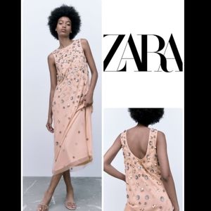 BNWT! Zara beaded floral knit dress